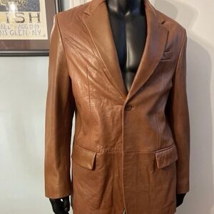 Banana Republic Men’s Leather Sport Coat Blazer 46R Chestnut Brown